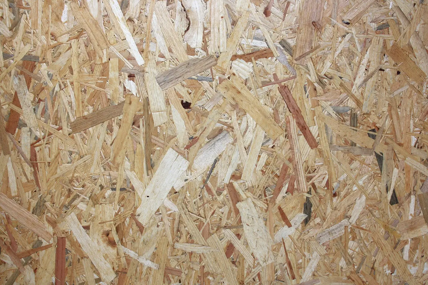 An OSB panel showing its oriented strand surface